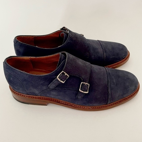 Frye Other - Frye Double Monk Leather Strap Oxford Loafer Size 9D Blue